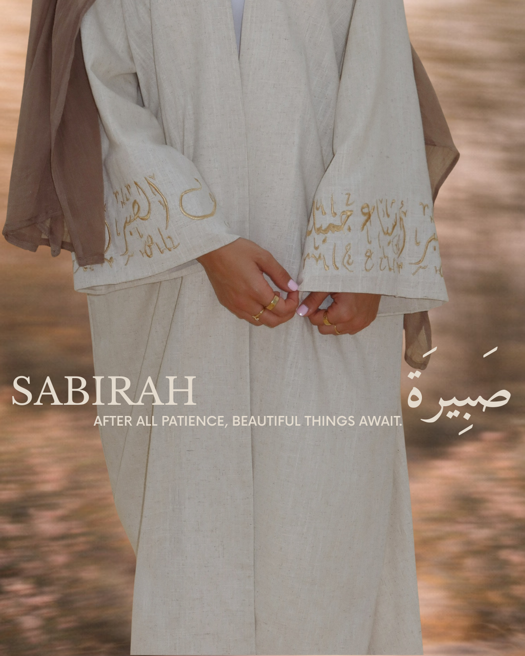 Sabirah Embroidered Linen Abaya