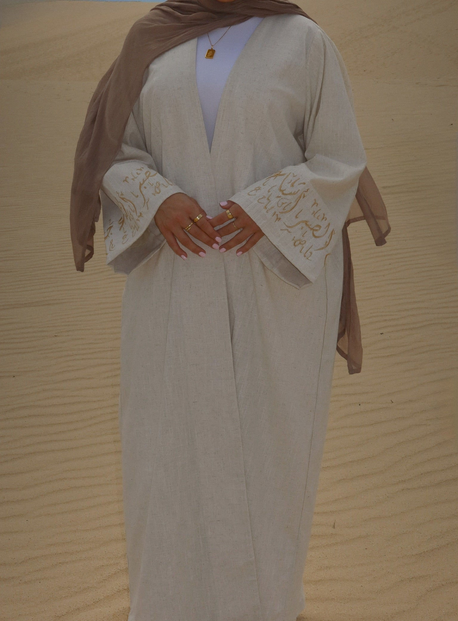 Sabirah Embroidered Linen Abaya