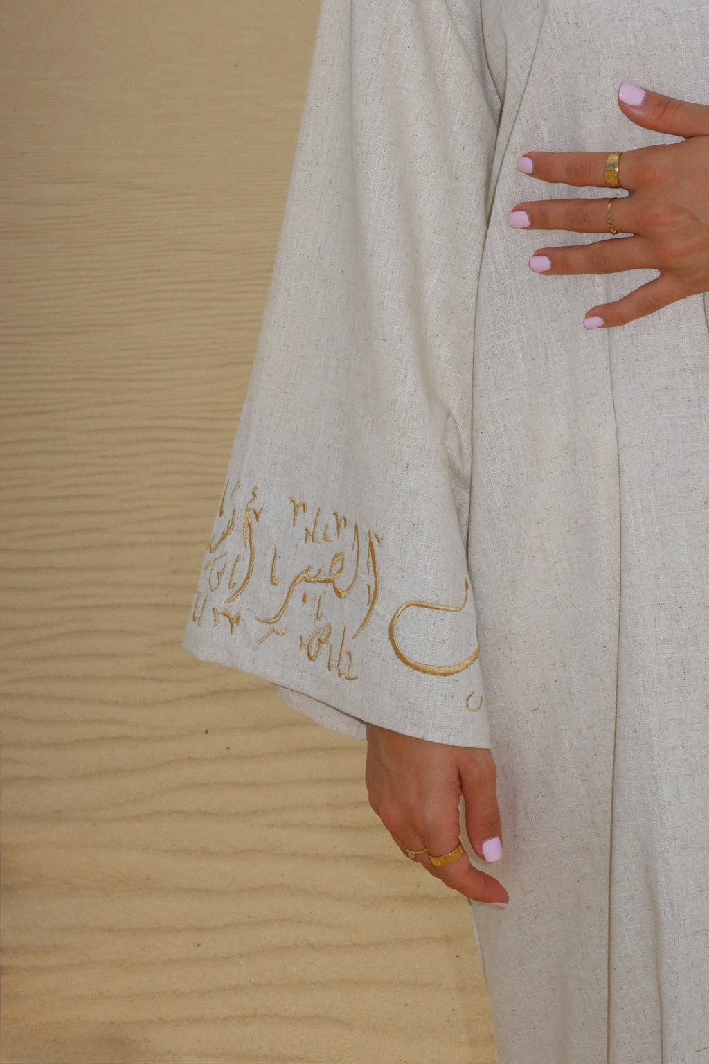Sabirah Embroidered Linen Abaya