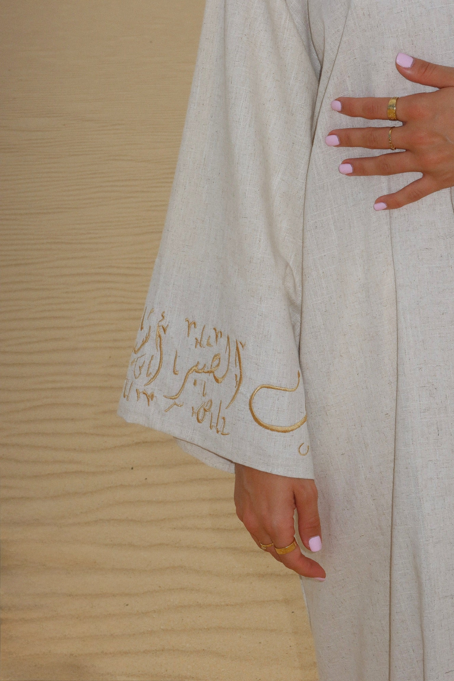 Sabirah Embroidered Linen Abaya